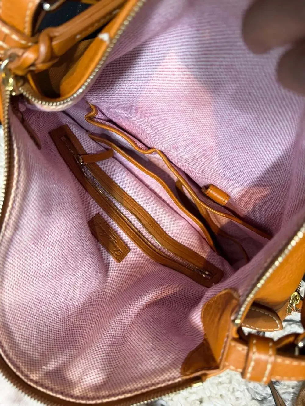 Dooney & Bourke Dillen Medium Pocket Sac Brown Pebbled Leather Hobo Shoulder Bag